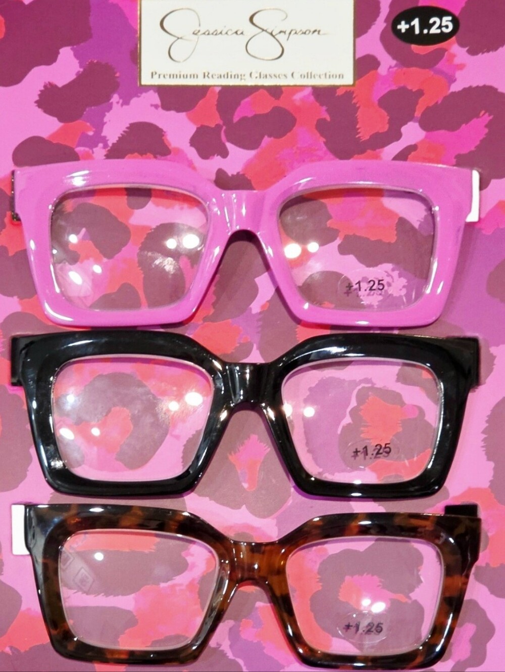 Jessica Simpson 3-PR Fashion Square  Premium Reading Glasses